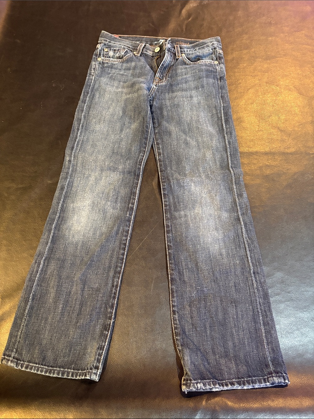 7 For All Mankind Women’s Straight-Leg Jeans in Faded Blue Denim